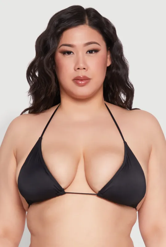 Plus Size Tie Back Triangle Bikini Top sold by Rainbow
