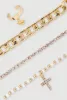 Cubic Zirconia Cross Chain Anklet Trio with Toe Ring sold by Rainbow