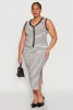 Plus Size Textured Knit Striped Midi Skirt sold by Rainbow