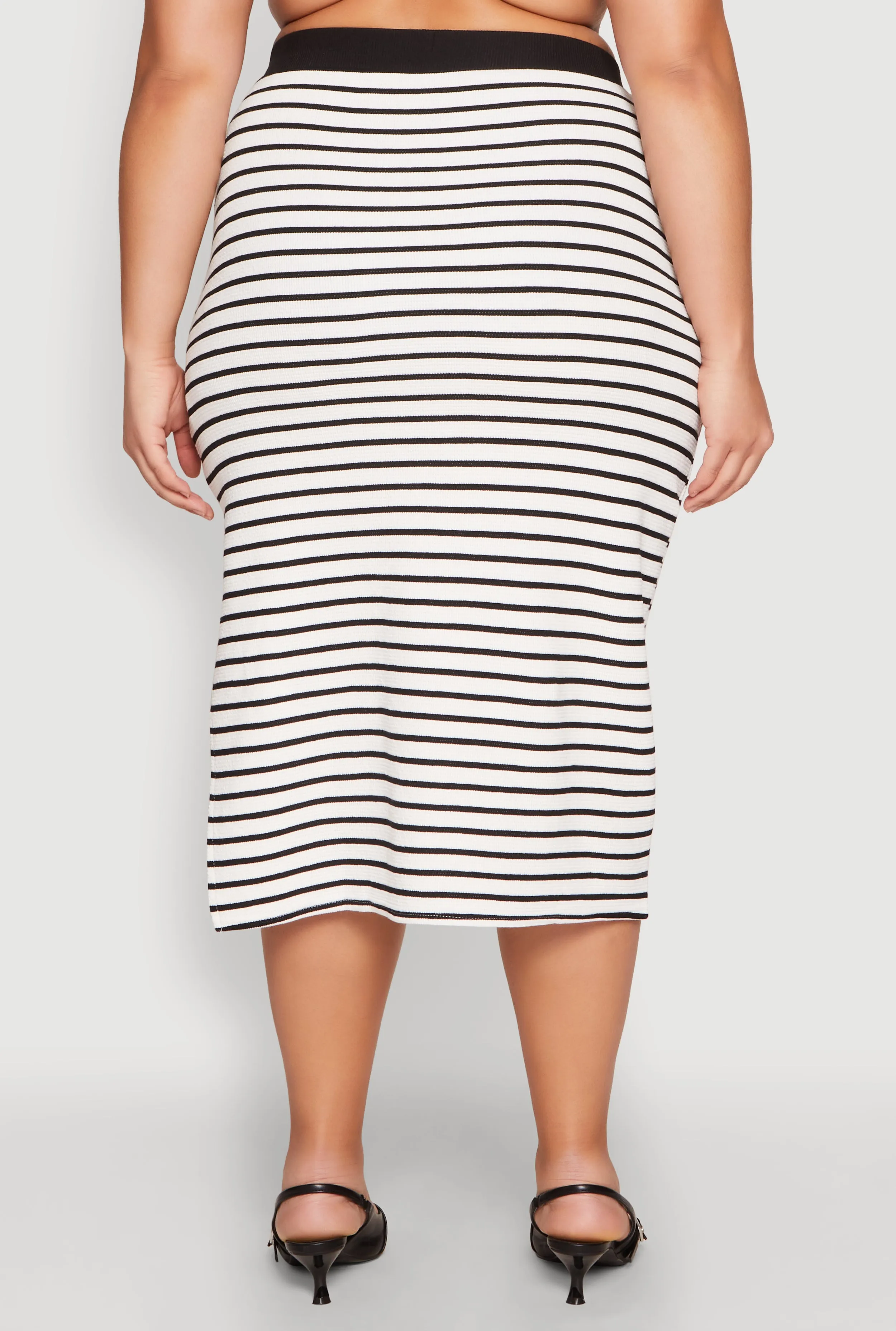 Plus Size Textured Knit Striped Midi Skirt sold by Rainbow product image thumbnail 5