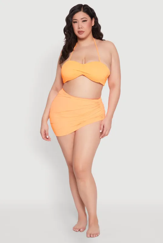 Plus Size Side Ruched Sarong Cover Up sold by Rainbow