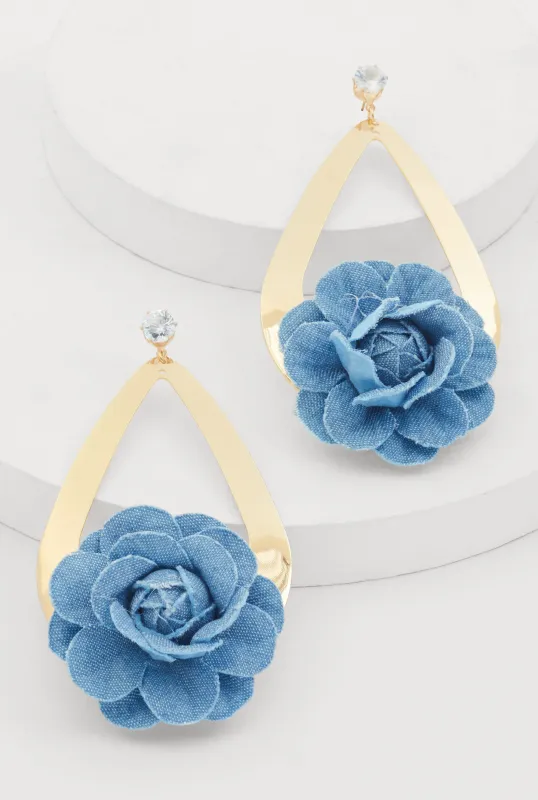 Flower Statement Teardrop Earrings sold by Rainbow