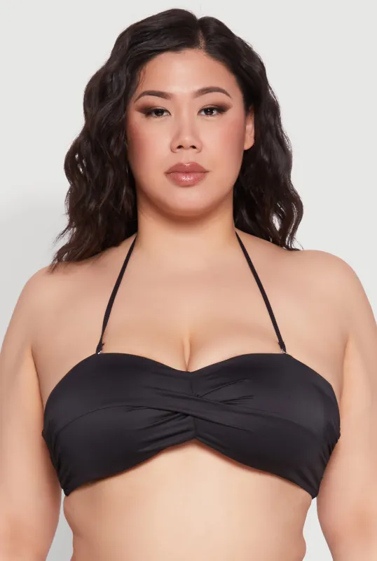 Plus Size Halter Neck Bandeau Bikini Top sold by Rainbow