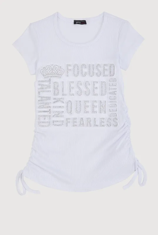 Little Girls 3D Rhinestone Graphic Top sold by Rainbow