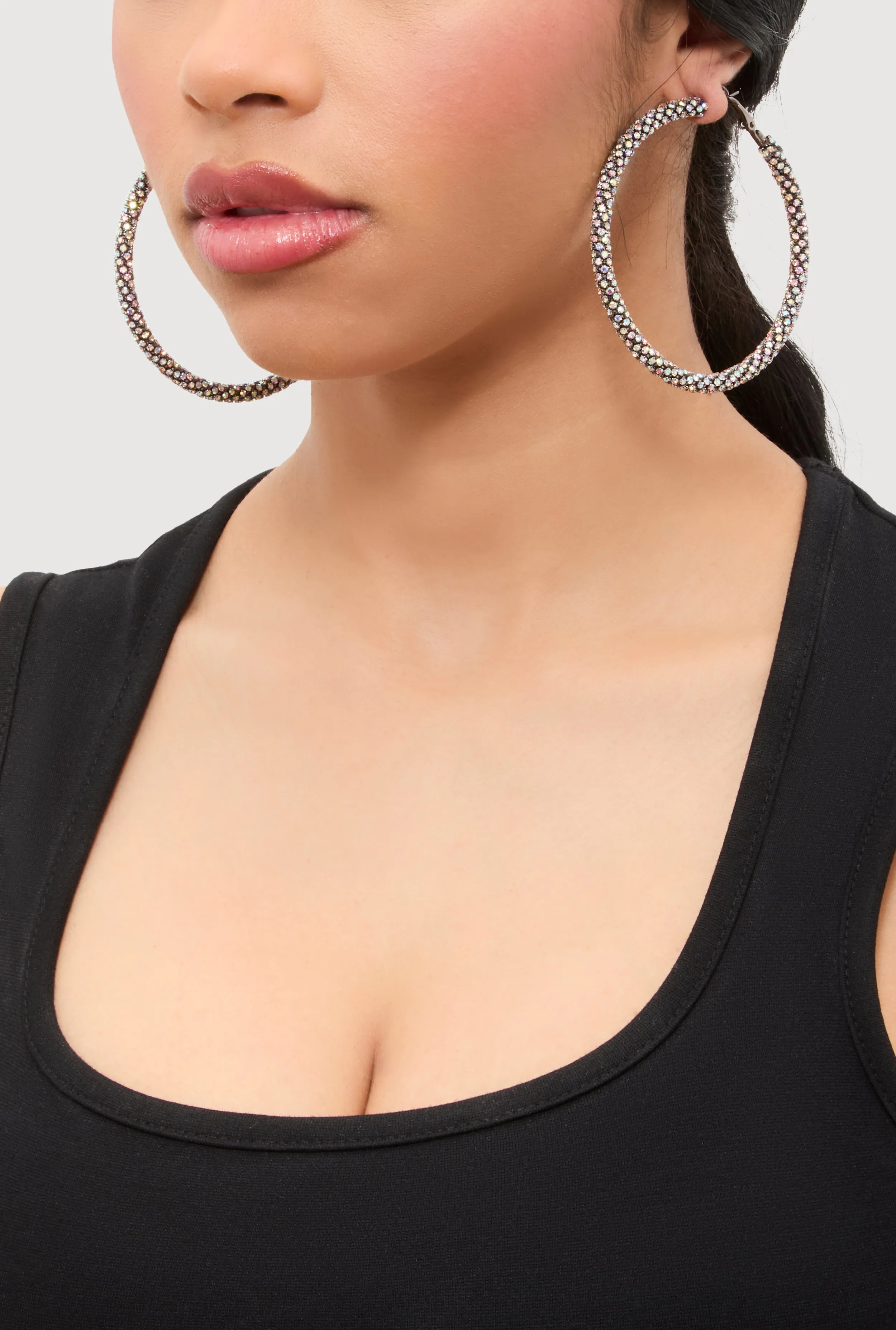 Rhinestone Encrusted Hoop Earrings sold by Rainbow product image thumbnail 2