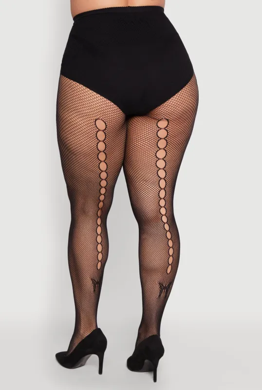 Plus Size Fishnet Patterned High Waist Tights sold by Rainbow