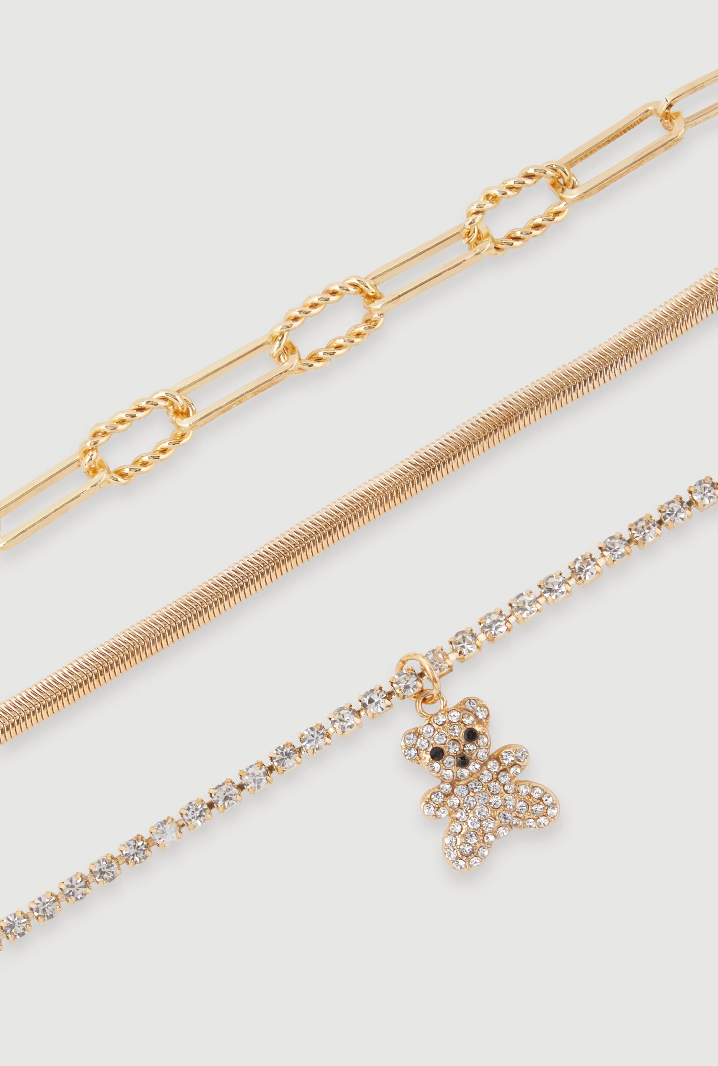 Rhinestone Bear Charm Bracelet Trio sold by Rainbow product image thumbnail 3