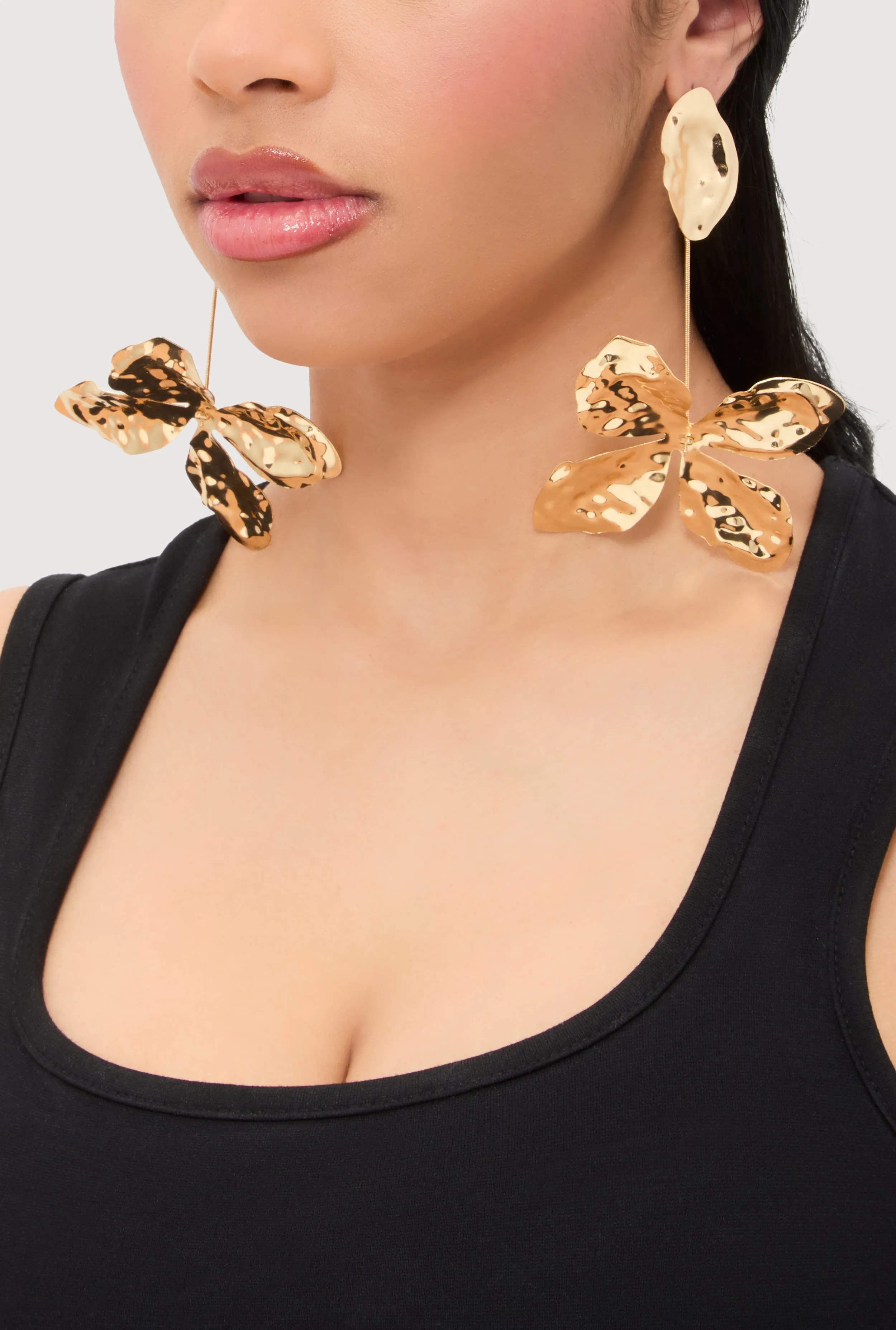 Metallic Textured Flower Drop Earrings sold by Rainbow product image thumbnail 2