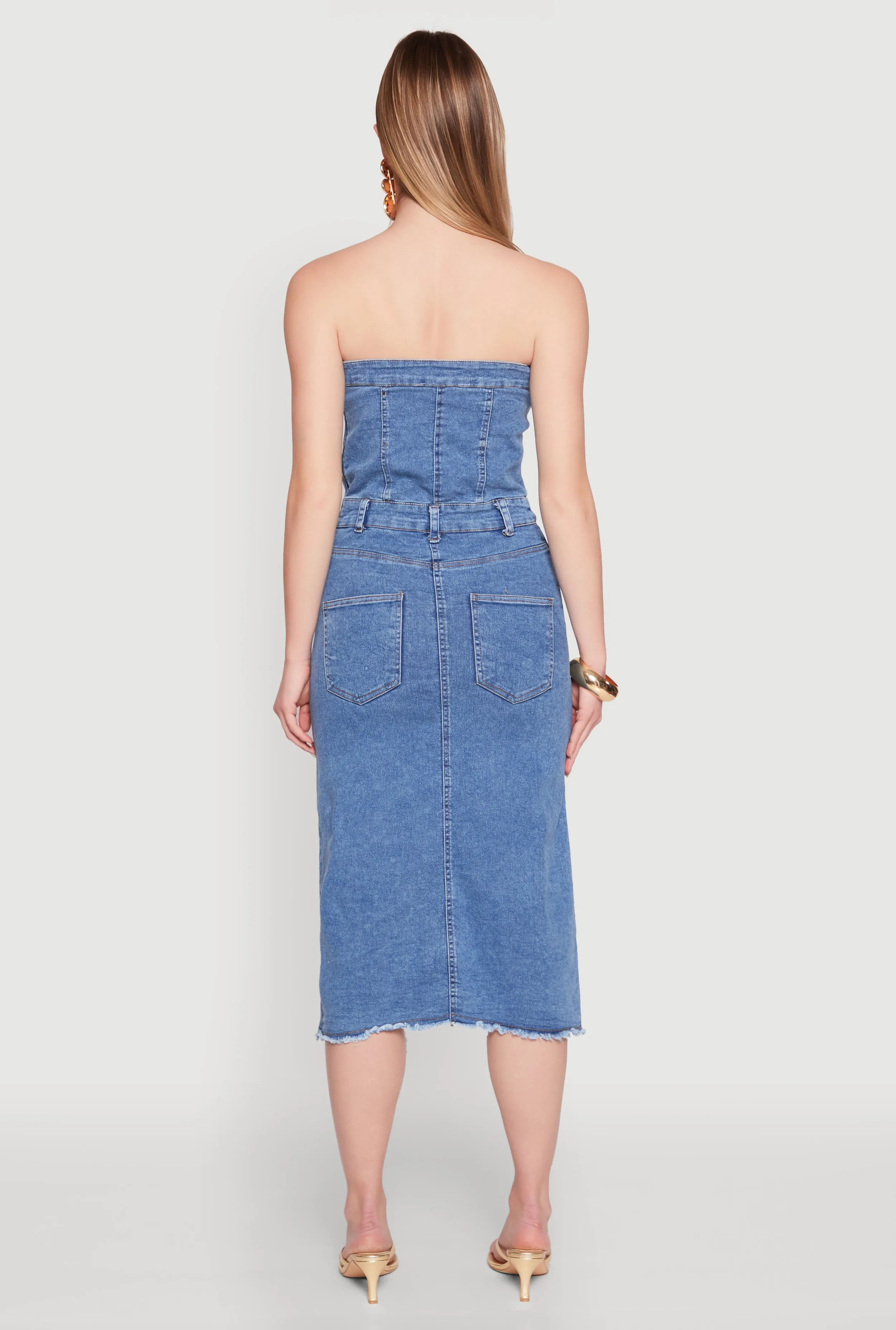 Spoon Jeans Slit Front Denim Tube Dress sold by Rainbow product image thumbnail 5