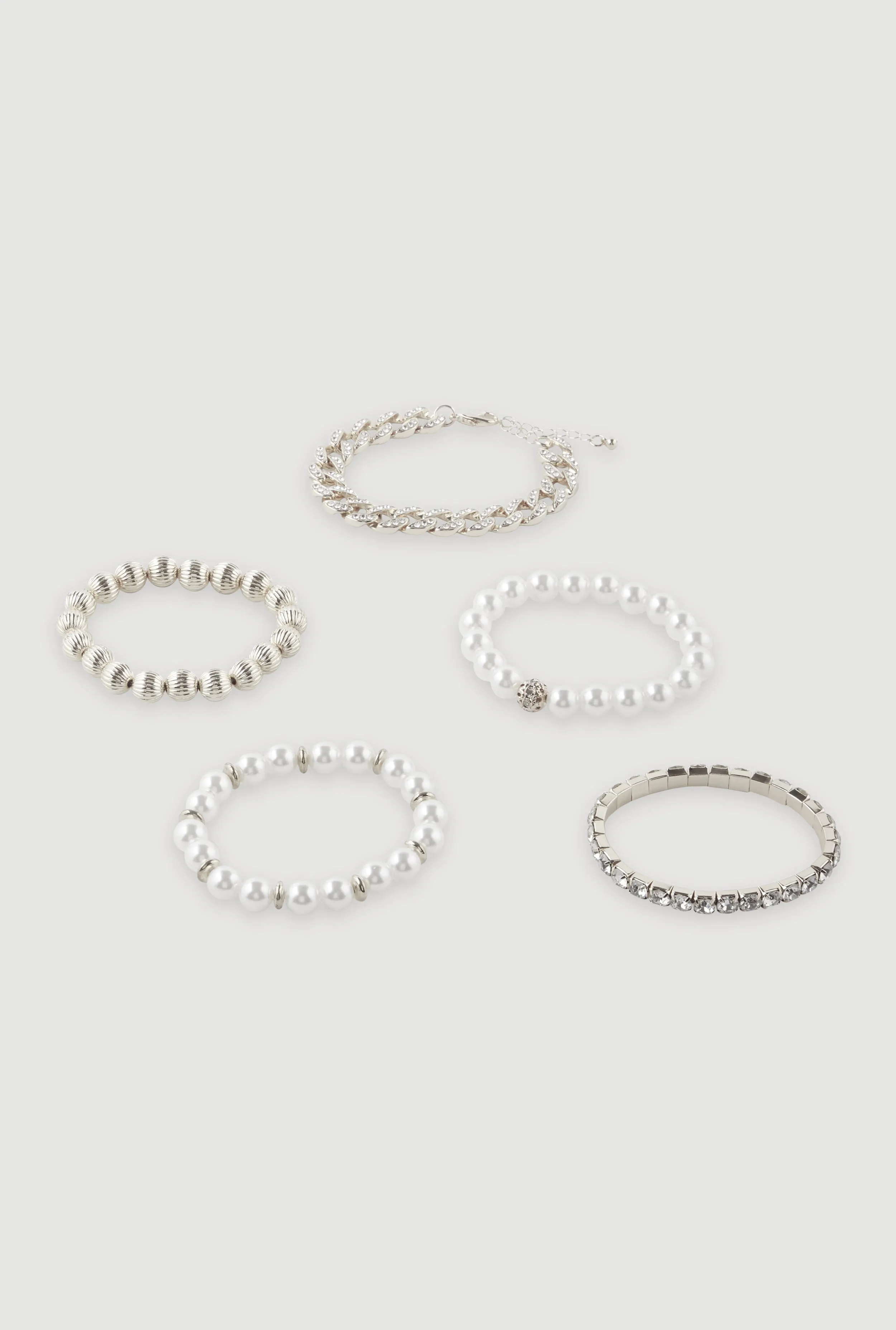 Faux Pearl and Rhinestone Chain Stretch Bracelets Set of 5 sold by Rainbow product image thumbnail 3