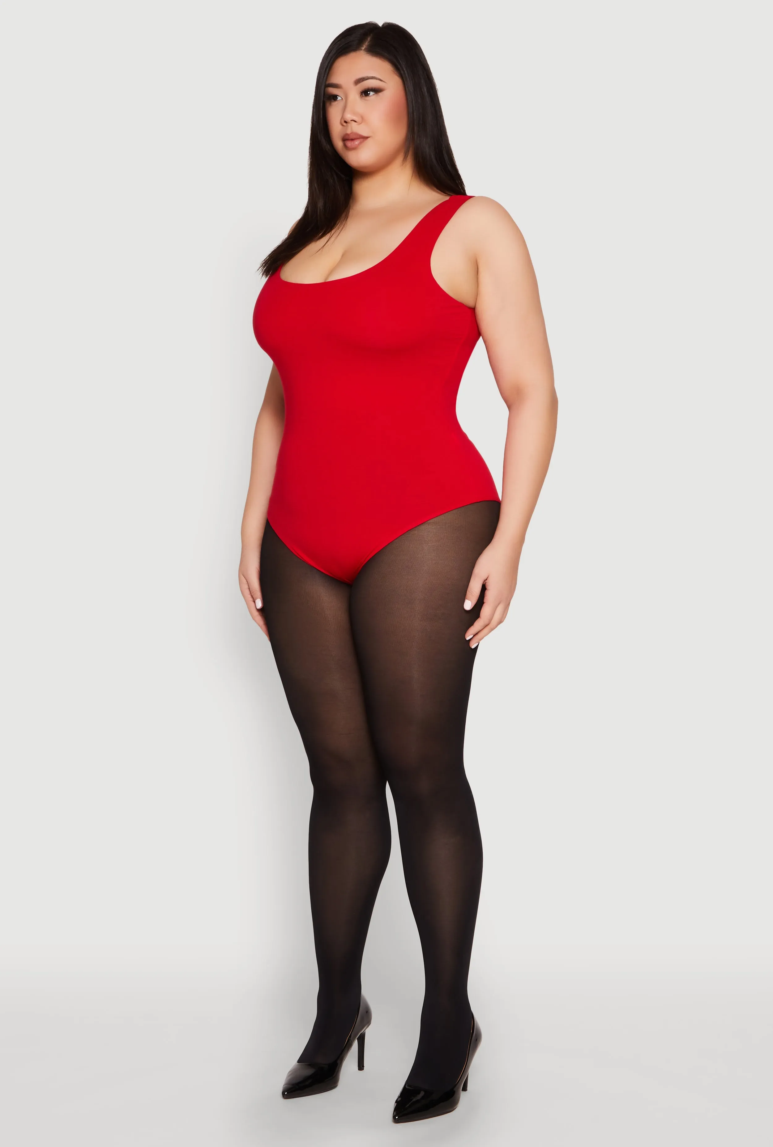 Plus Size Double Layered Scoop Neck Bodysuit sold by Rainbow product image thumbnail 5