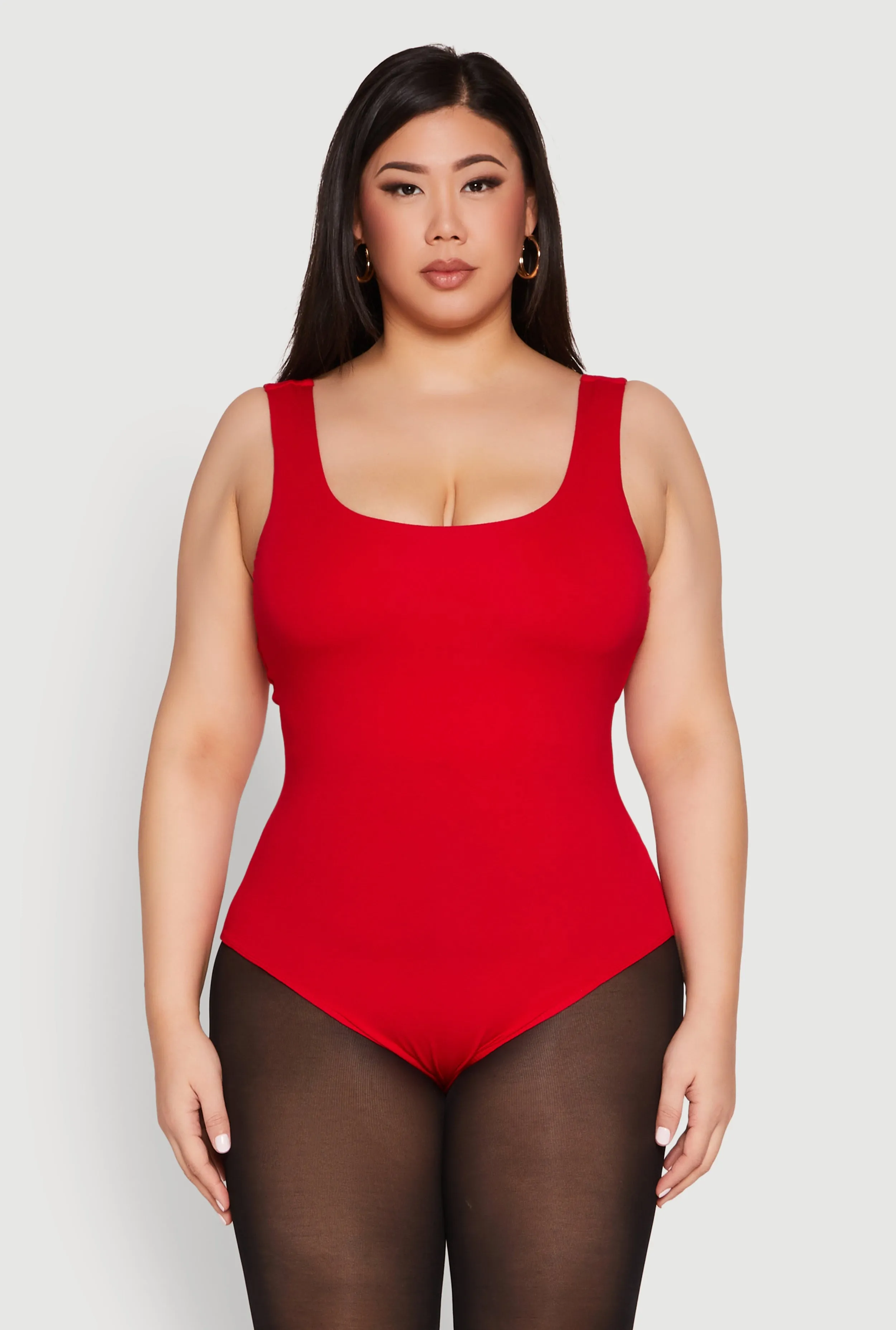Plus Size Double Layered Scoop Neck Bodysuit sold by Rainbow product image thumbnail 2