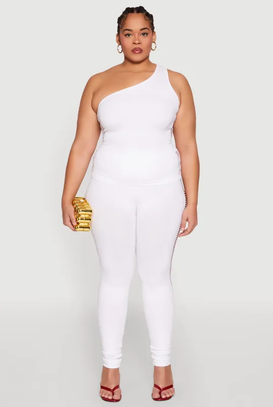 Plus Size Laser Cut Side Leggings sold by Rainbow