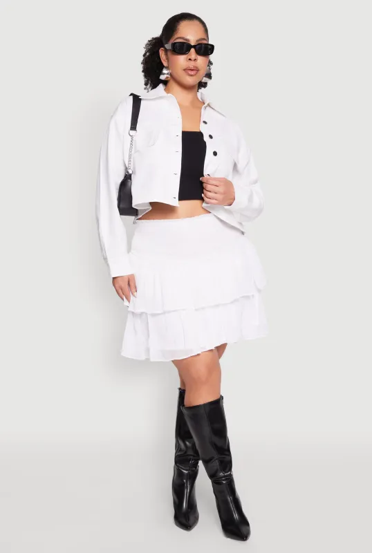 Plus Size Spoon Jeans Chiffon Tiered Skirt sold by Rainbow