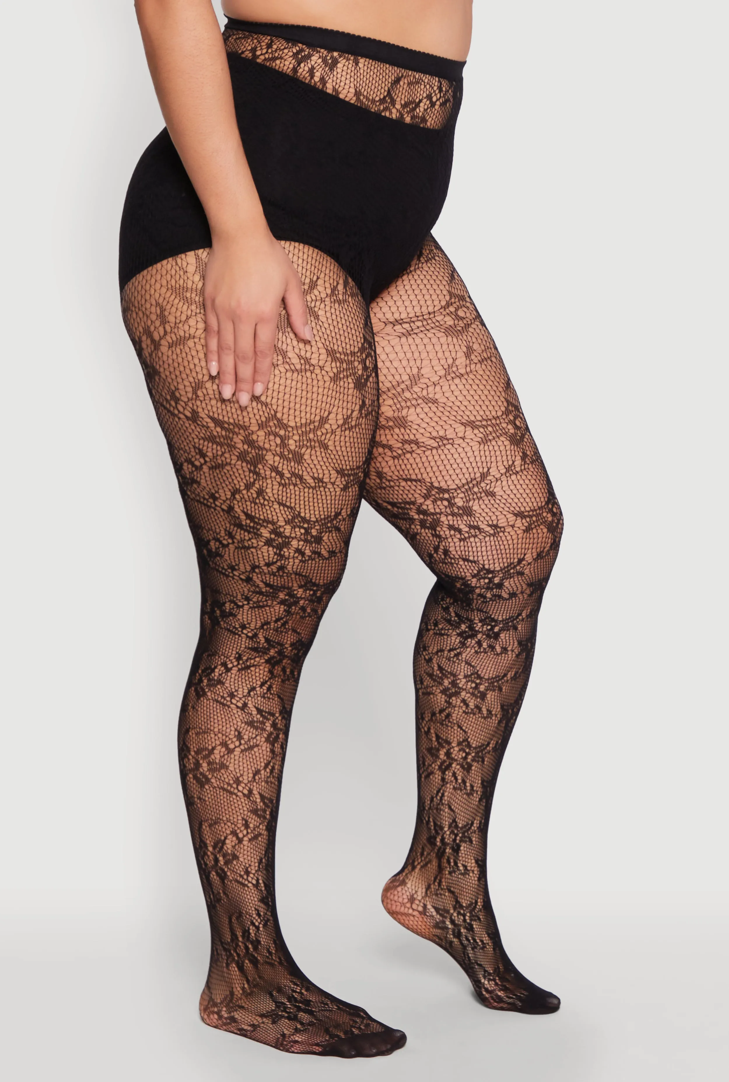 Plus Size Fishnet Patterned High Waist Tights sold by Rainbow product image thumbnail 2