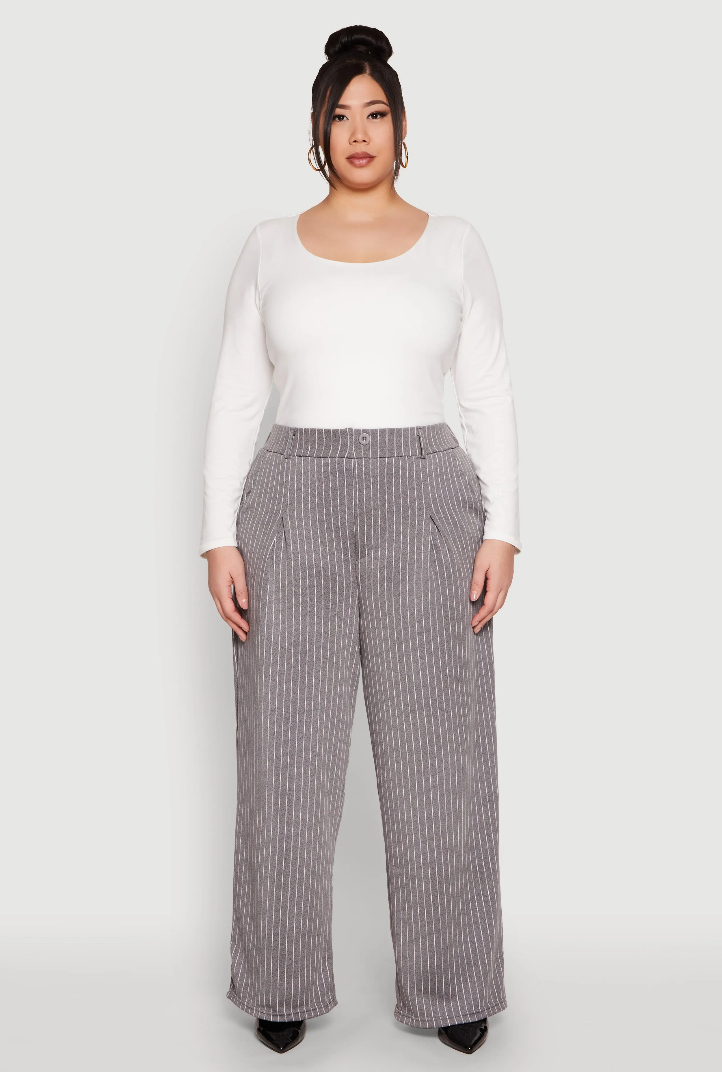 Plus Size Striped Wide Leg Pants sold by Rainbow