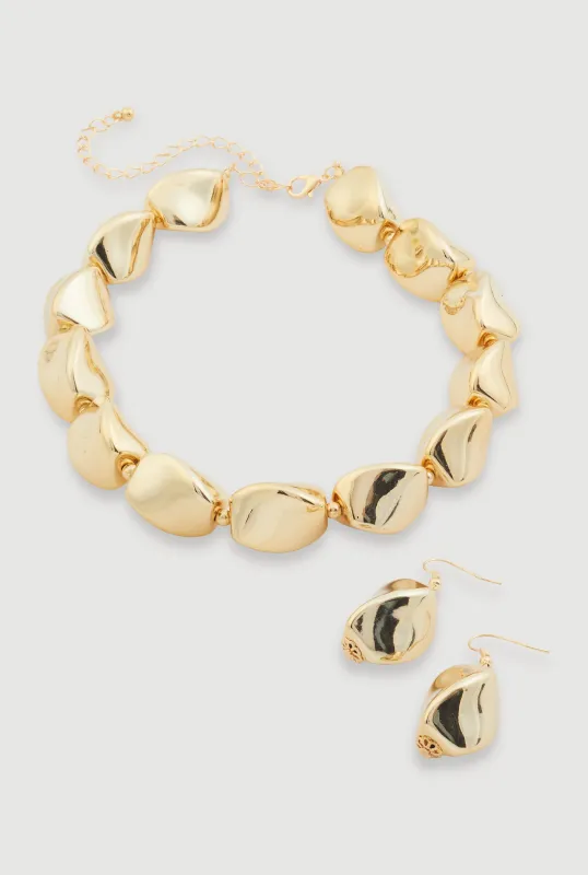 Chunky Bead Necklace with Drop Earrings sold by Rainbow