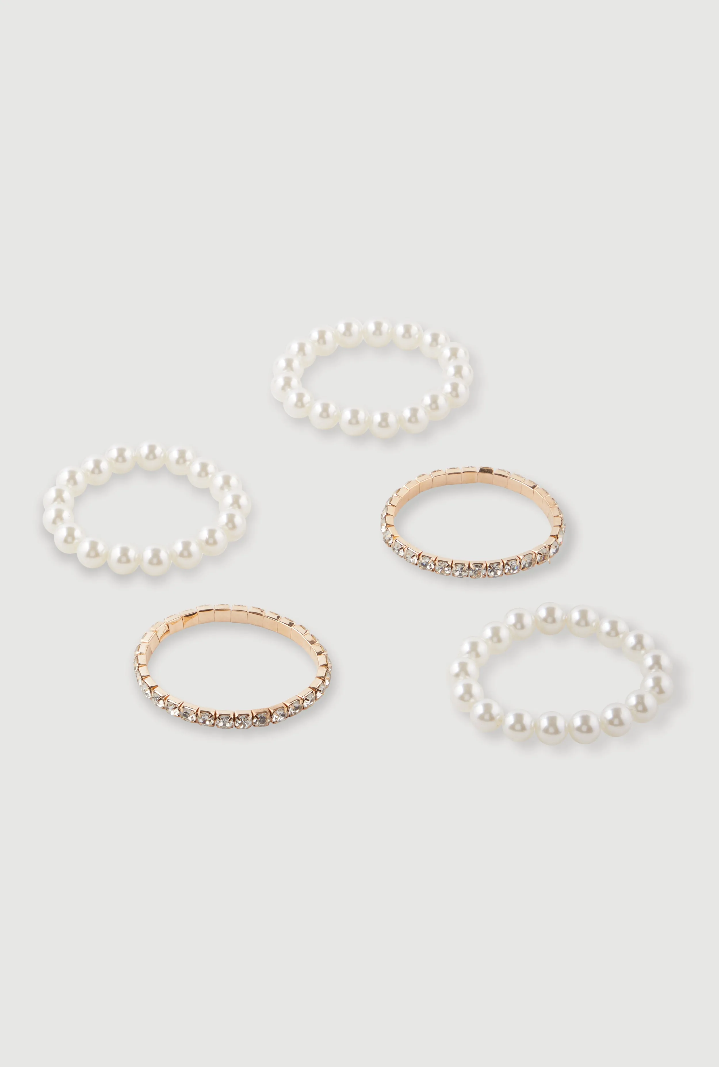 Faux Pearl and Rhinestone Stretch Bracelets Set of 5 sold by Rainbow product image thumbnail 3