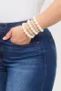 Faux Pearl and Rhinestone Stretch Bracelets Set of 5 sold by Rainbow