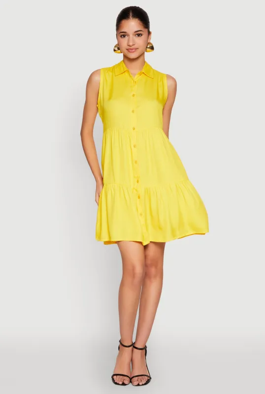 Sleeveless Button Front Tiered Dress sold by Rainbow