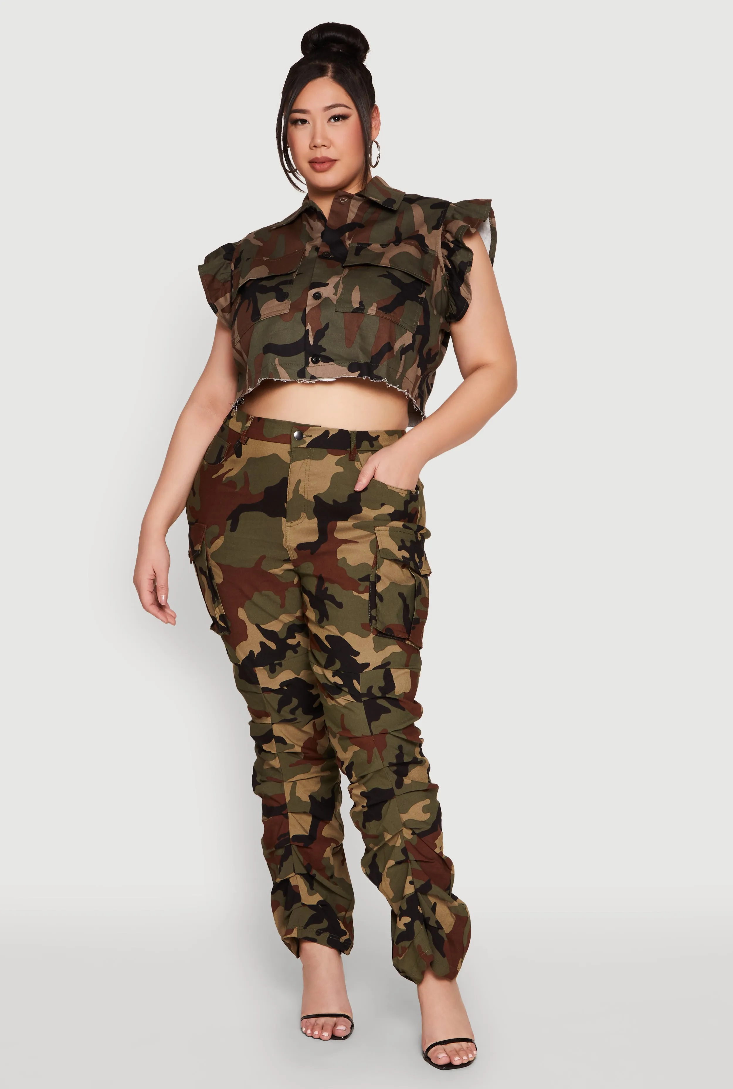 Plus Size Camouflage Stacked Cargo Pants sold by Rainbow product image thumbnail 2