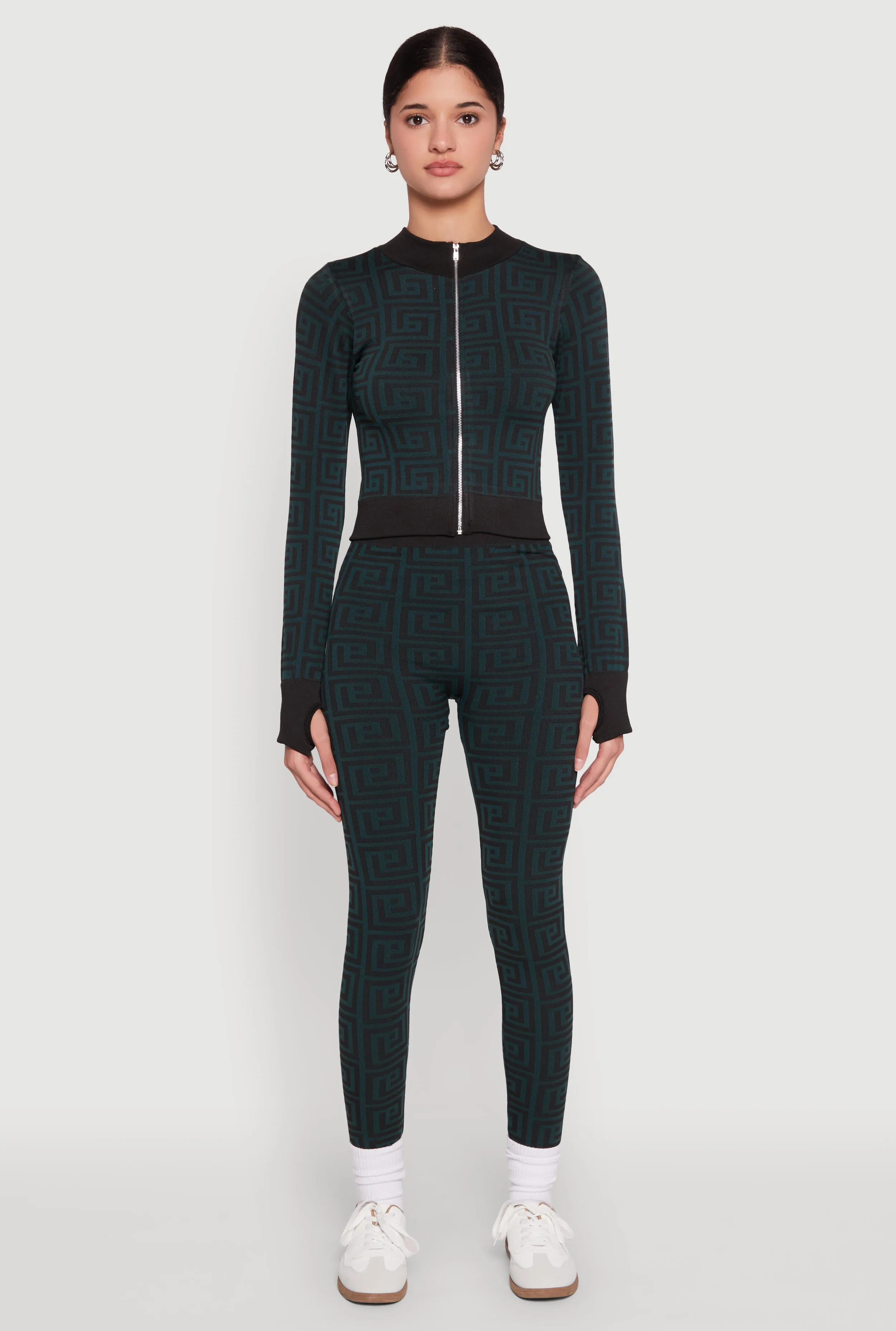 Greek Key Color Block Print Leggings sold by Rainbow