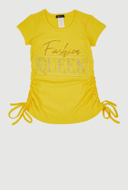 Little Girls 3D Fashion Queen Rhinestone Graphic Top sold by Rainbow