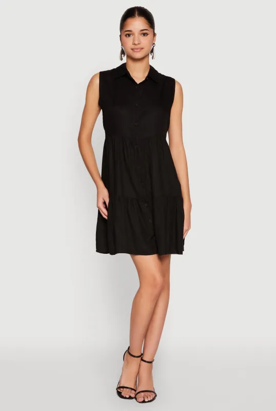 Sleeveless Button Front Tiered Dress sold by Rainbow