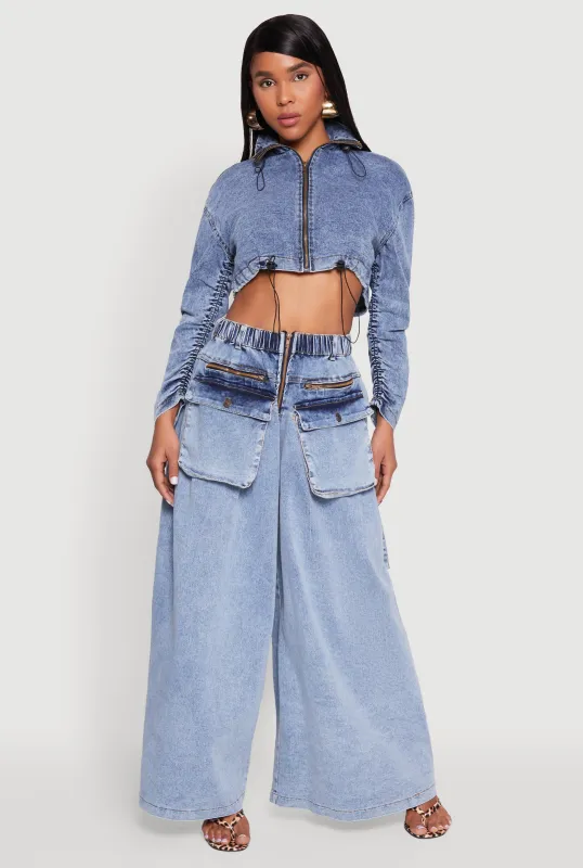 Mineral Wash Cargo Pocket Baggy Jeans sold by Rainbow