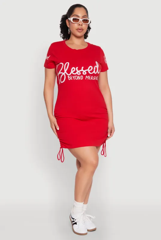 Plus Size Sequin Blessed Graphic T Shirt Dress sold by Rainbow
