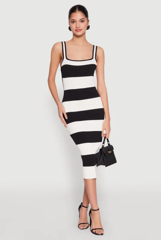 Open Tie Back Sleeveless Striped Bodycon Dress sold by Rainbow