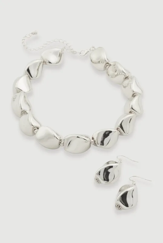 Chunky Bead Necklace with Drop Earrings sold by Rainbow