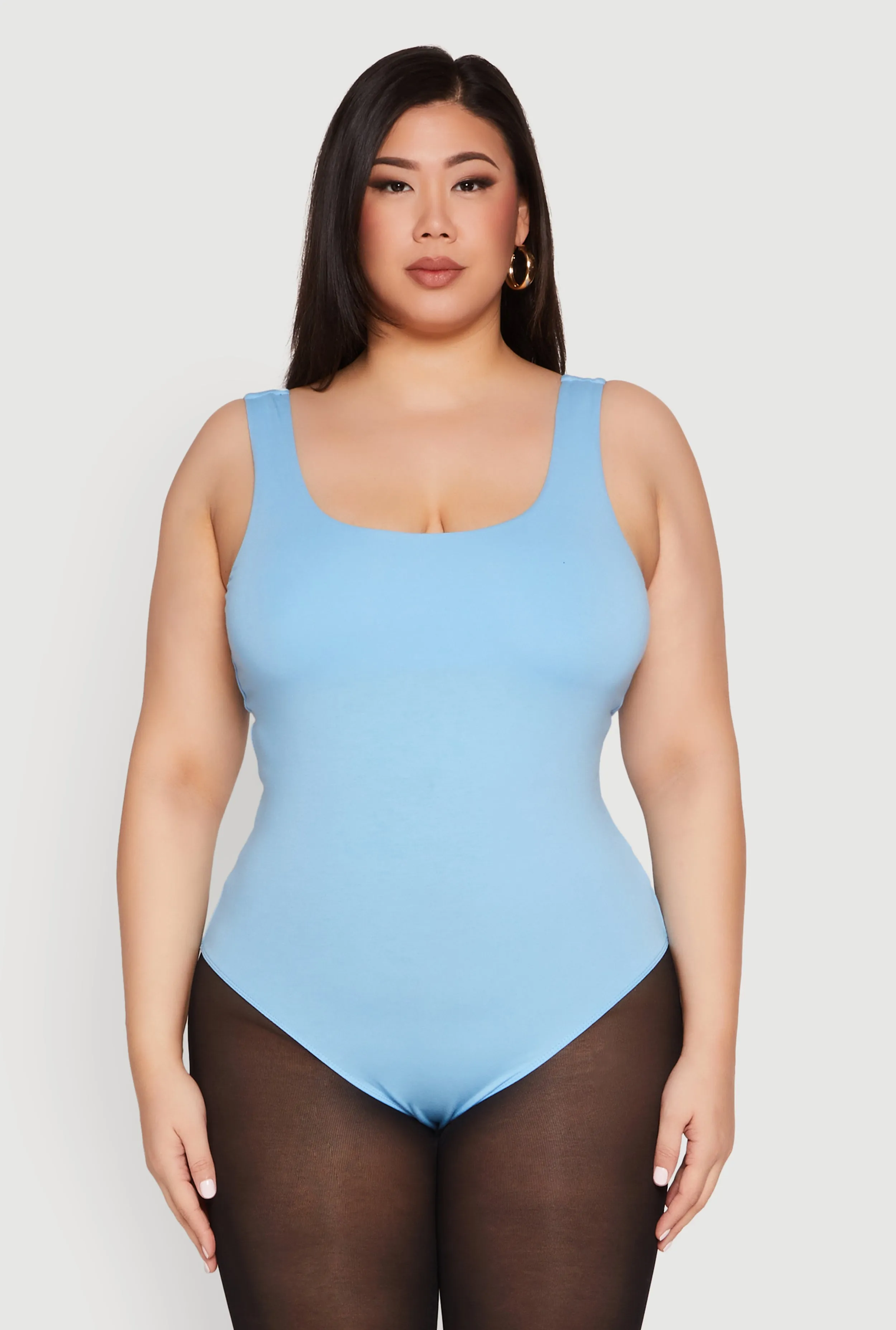 Plus Size Double Layered Scoop Neck Bodysuit sold by Rainbow product image thumbnail 2