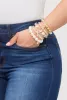 Faux Pearl Rhinestone Charm Stretch Bracelets Set of 5 sold by Rainbow