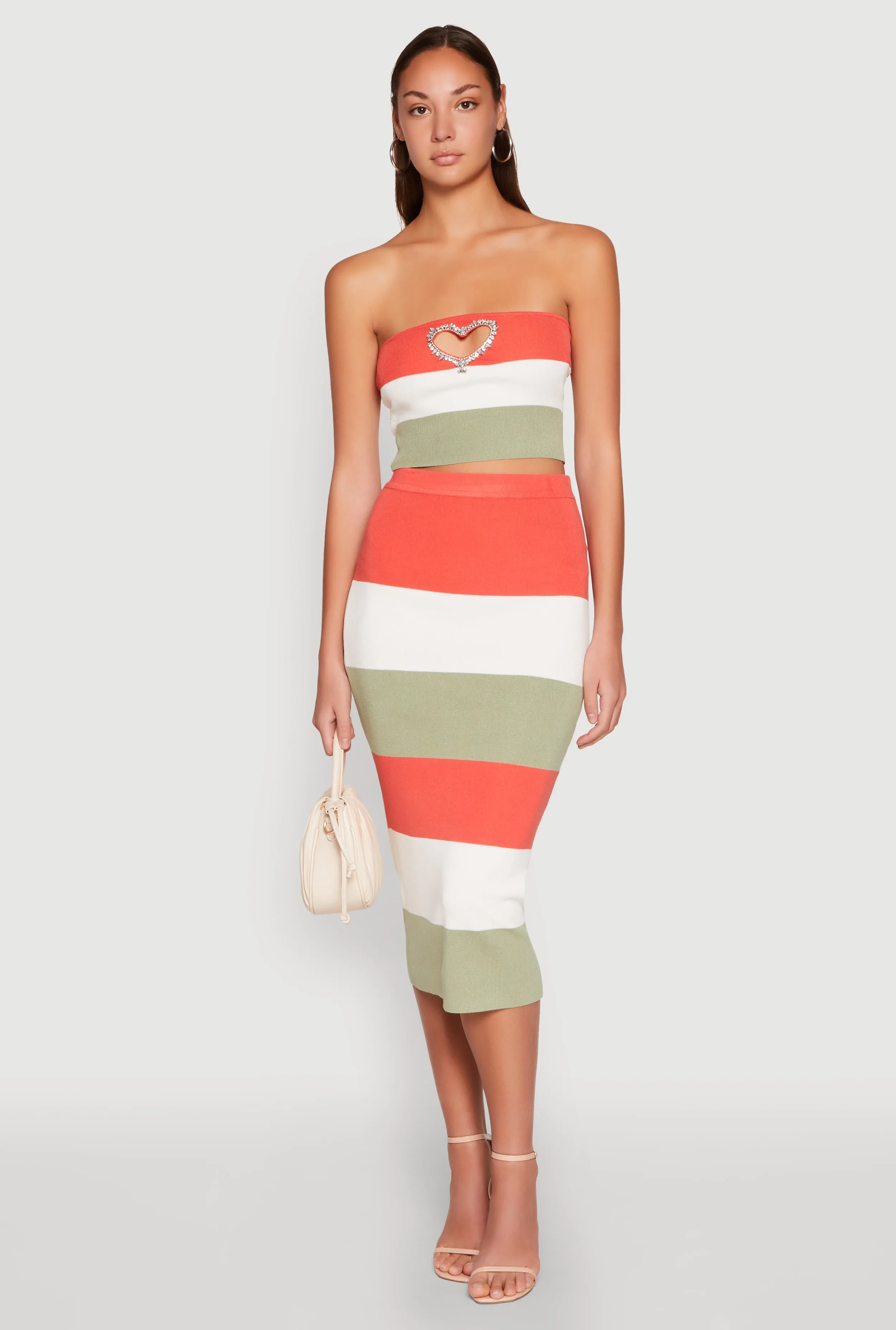 Striped Rhinestone Heart Keyhole Tube Top sold by Rainbow product image thumbnail 3