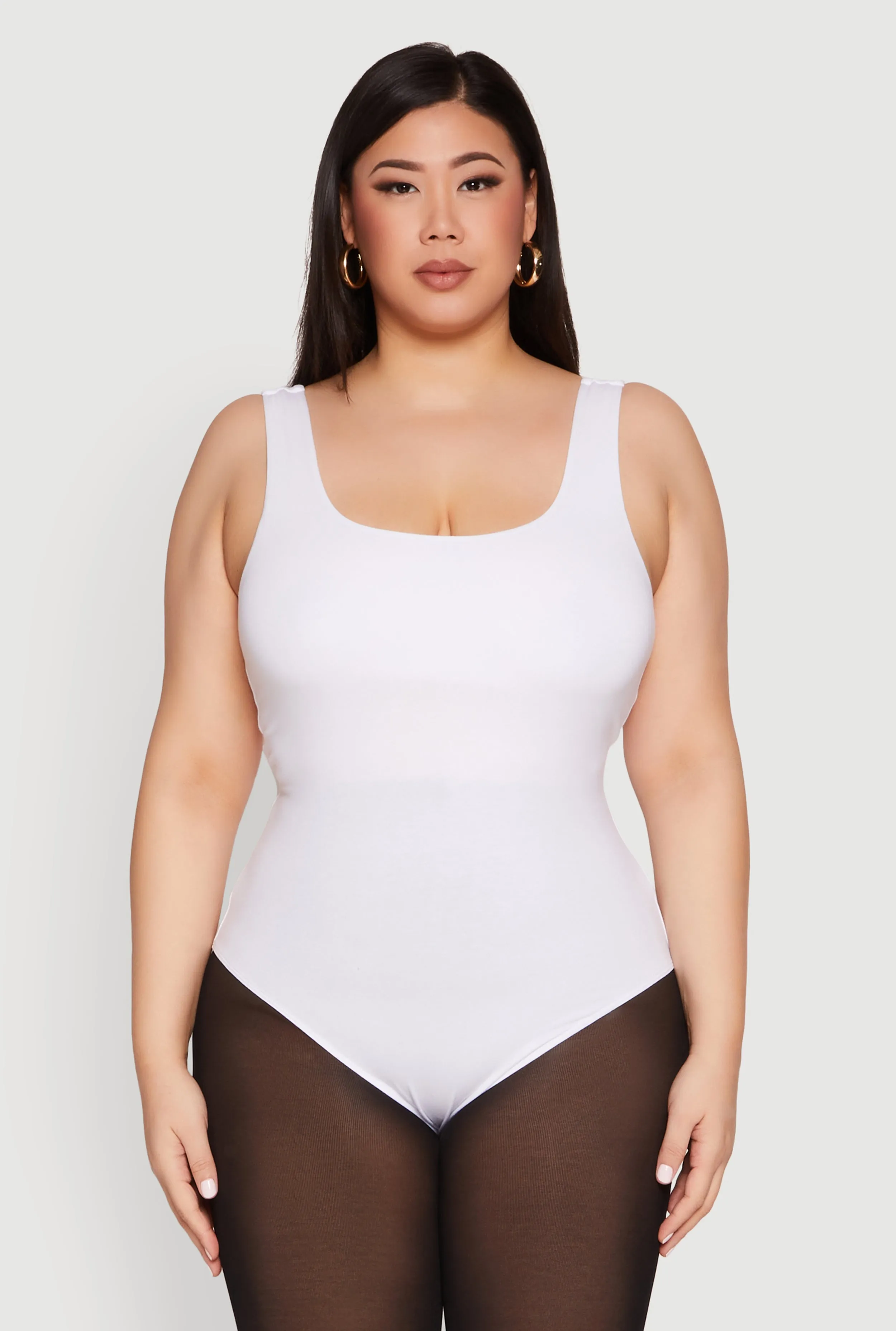 Plus Size Double Layered Scoop Neck Bodysuit sold by Rainbow product image thumbnail 2