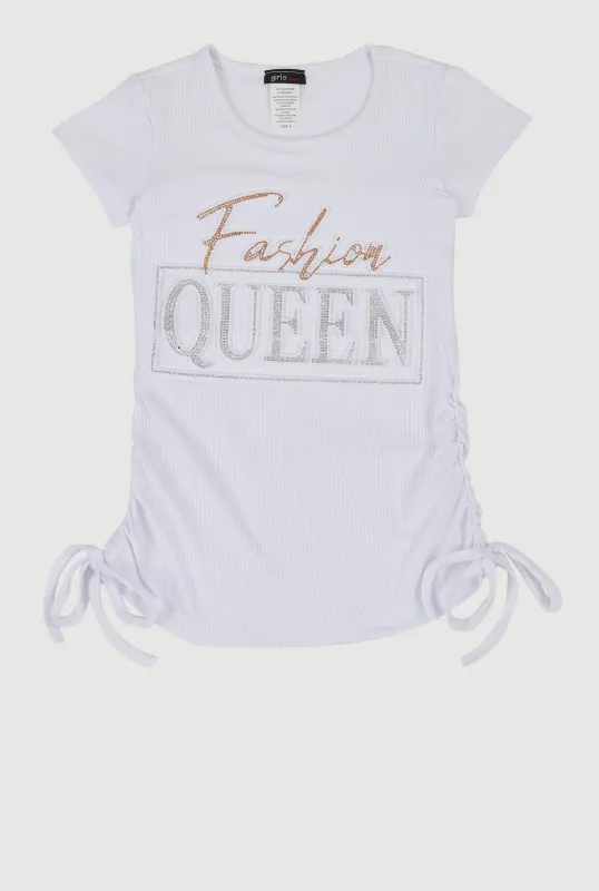 Little Girls 3D Fashion Queen Rhinestone Graphic Top sold by Rainbow