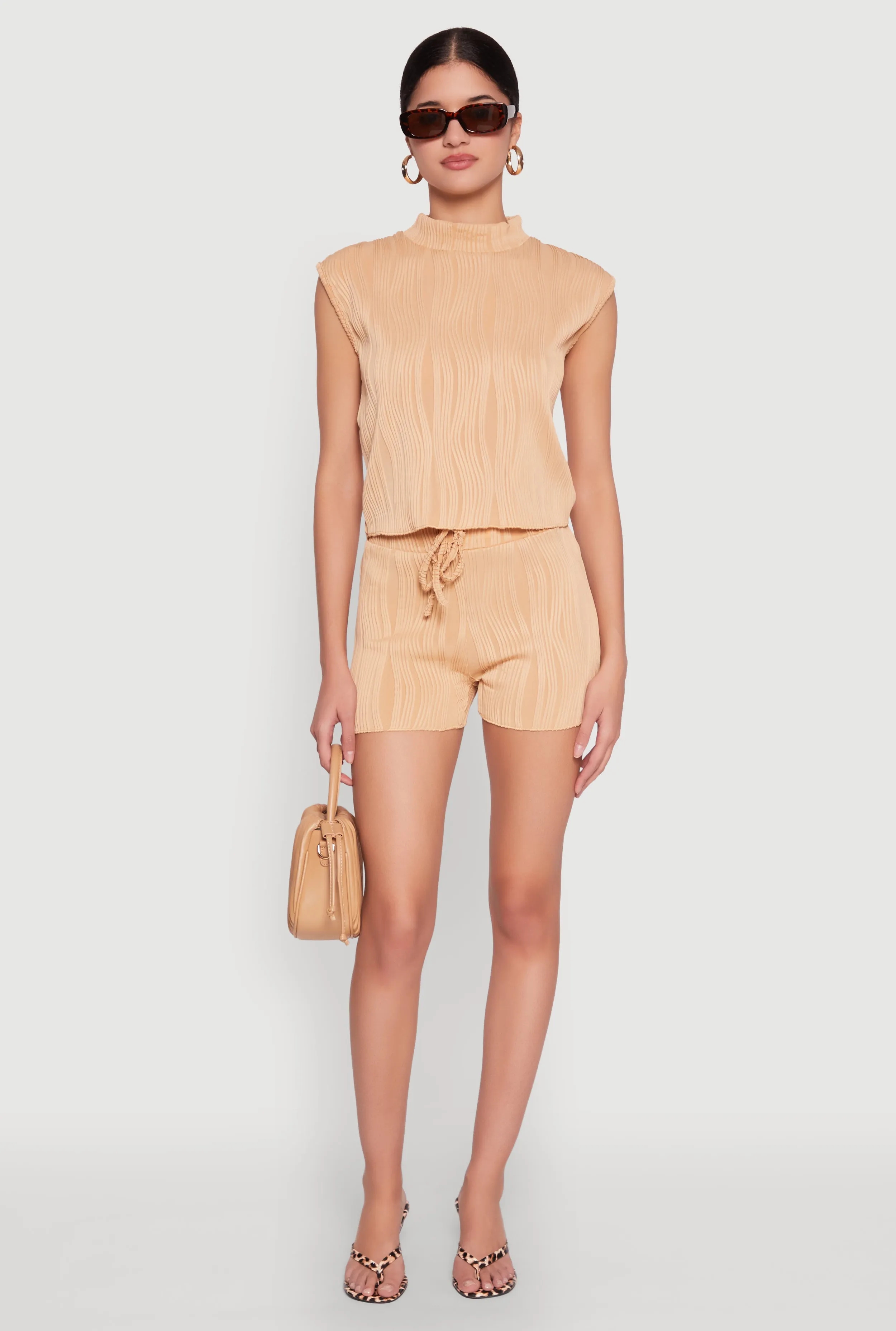 Plisse Knit Mock Neck Top sold by Rainbow product image thumbnail 3