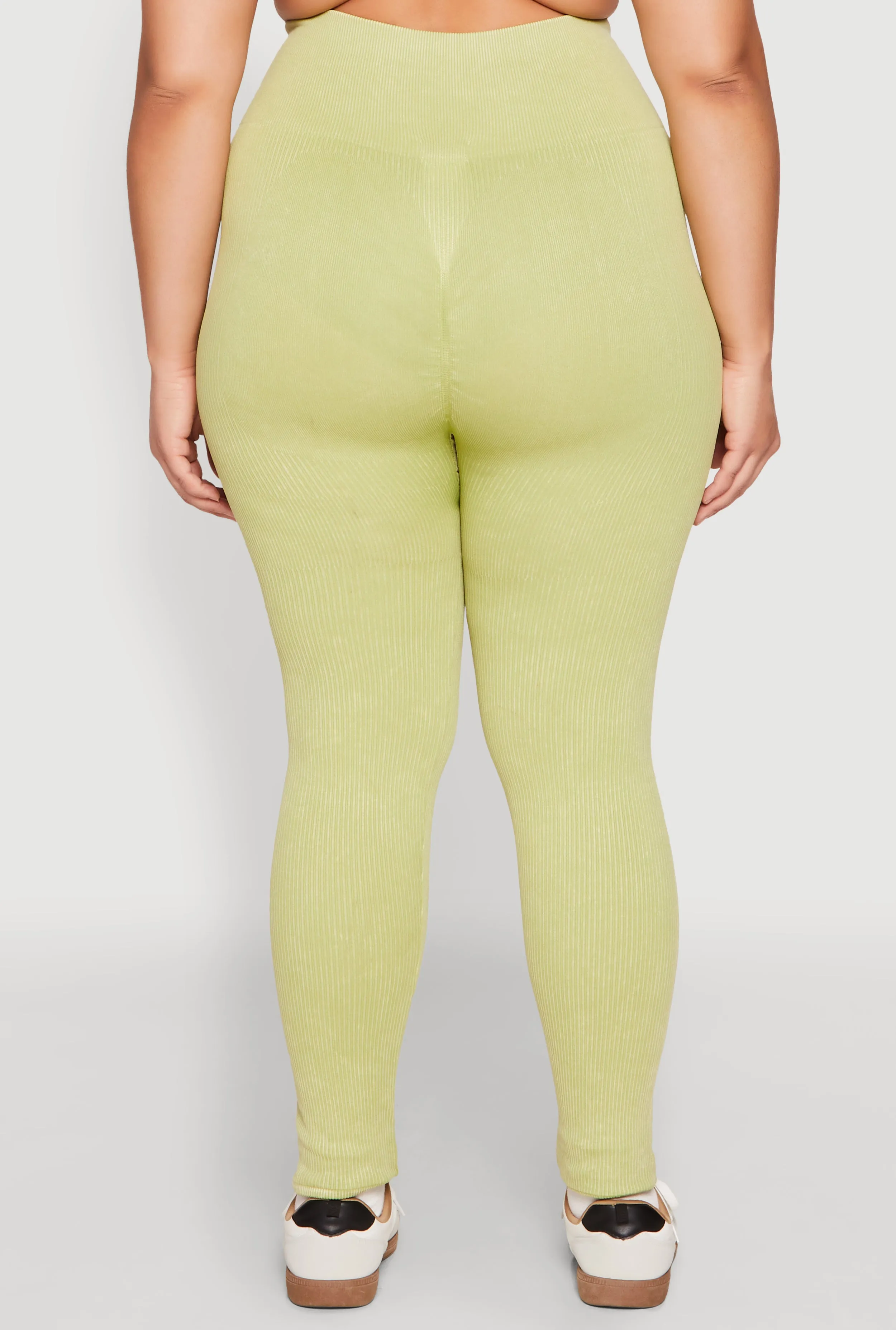 Plus Size Daisy Compression Rib Acid Wash Leggings sold by Rainbow product image thumbnail 5