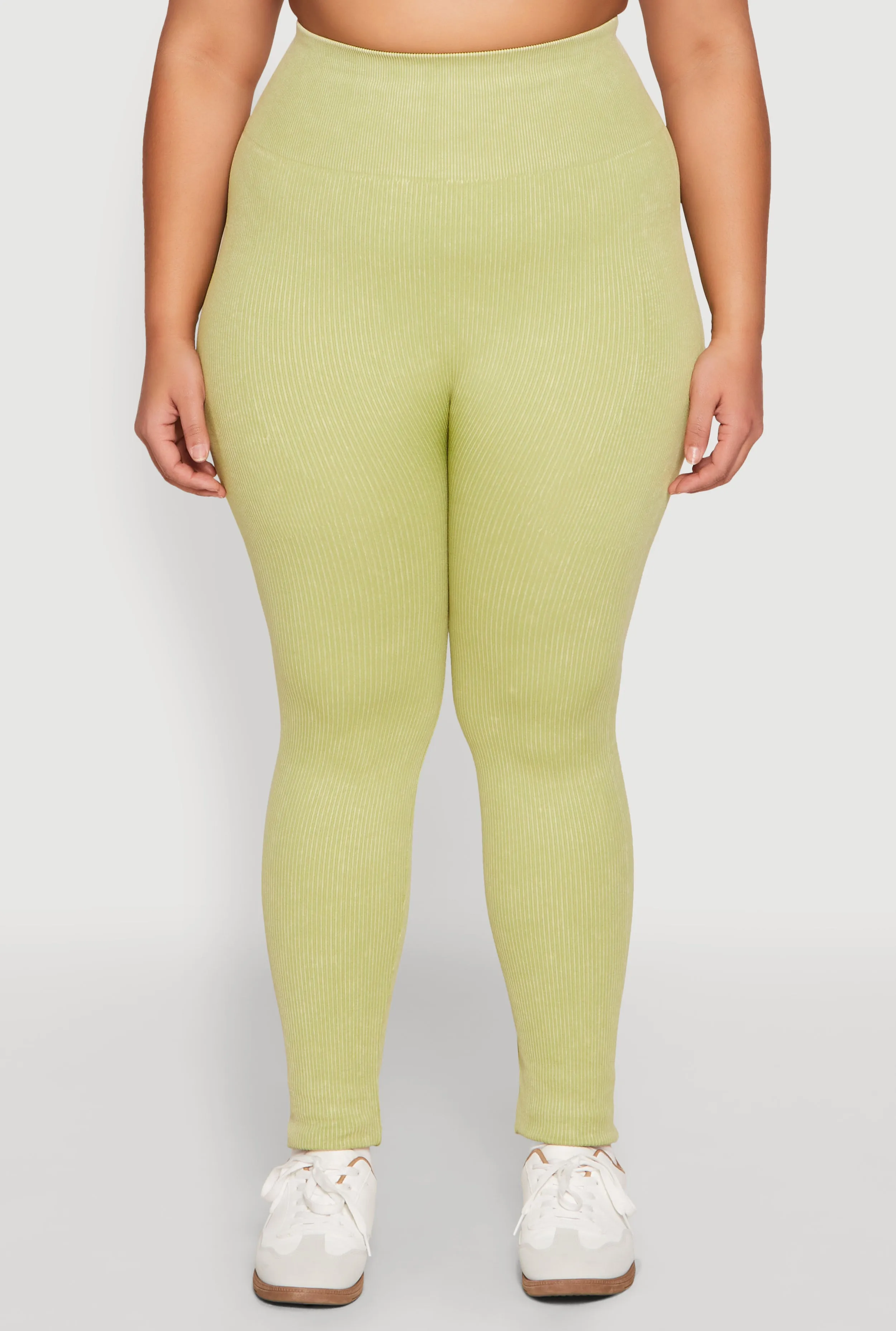 Plus Size Daisy Compression Rib Acid Wash Leggings sold by Rainbow product image thumbnail 3