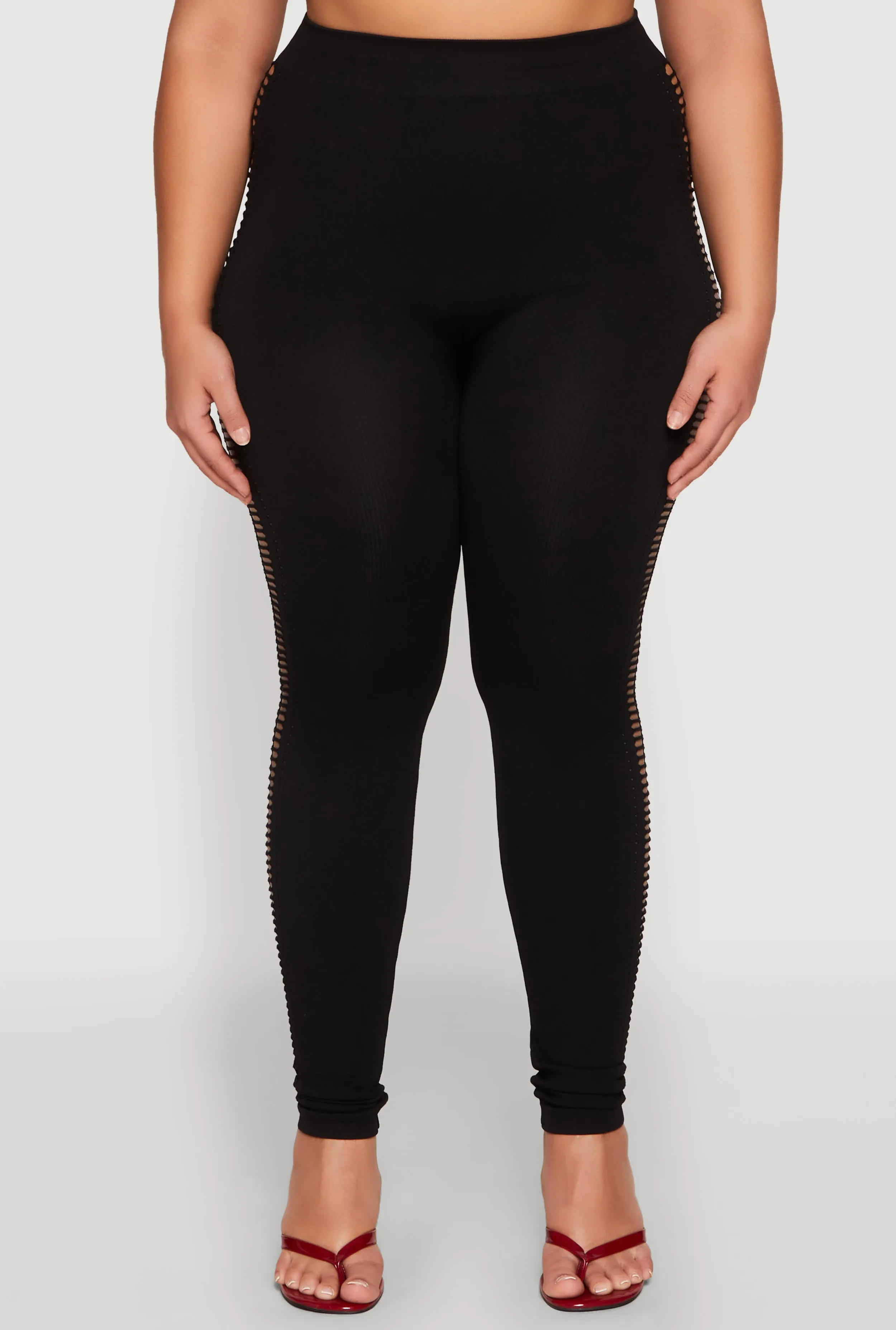 Plus Size Laser Cut Side Leggings sold by Rainbow product image thumbnail 3