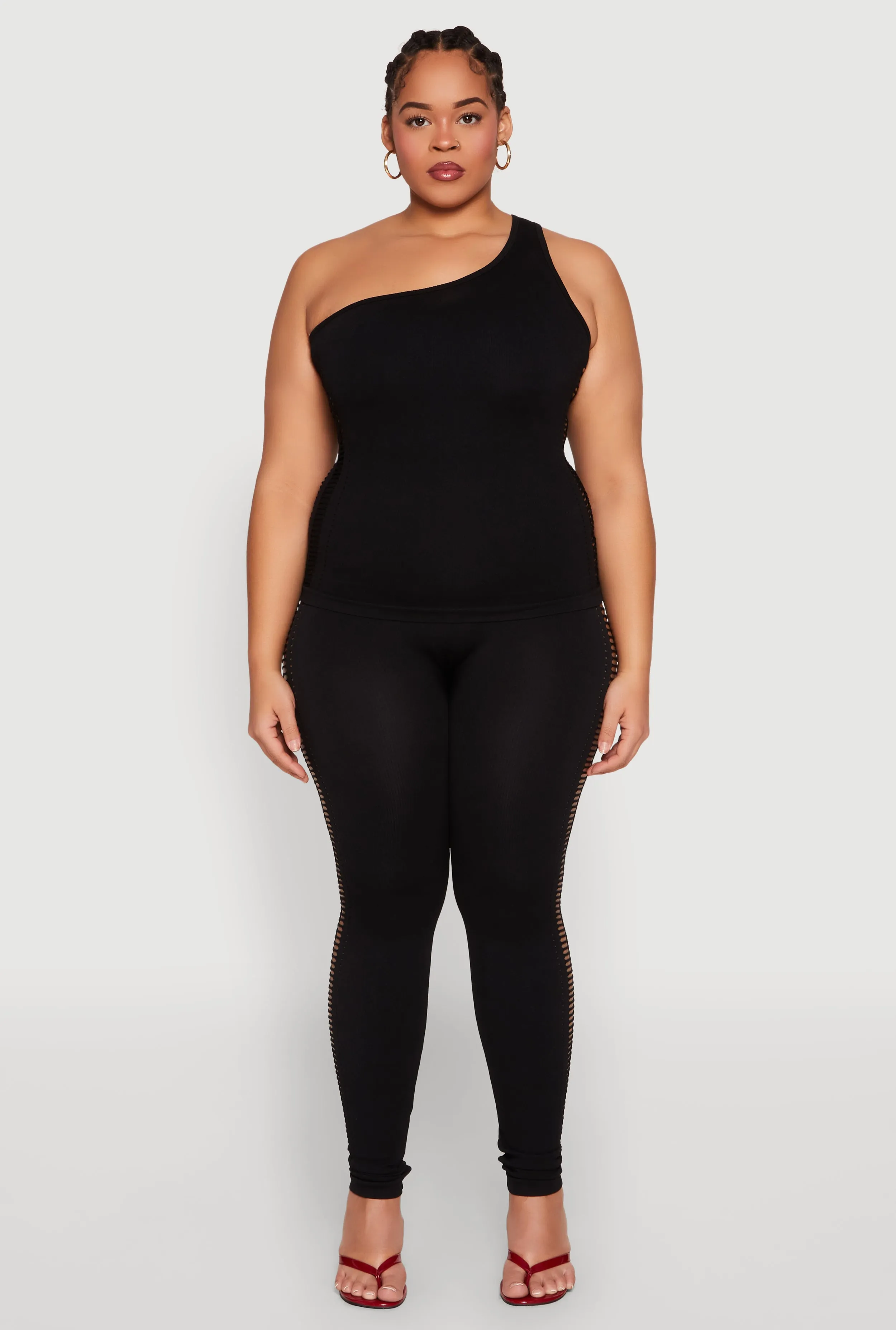 Plus Size Laser Cut Side Leggings sold by Rainbow product image thumbnail 2