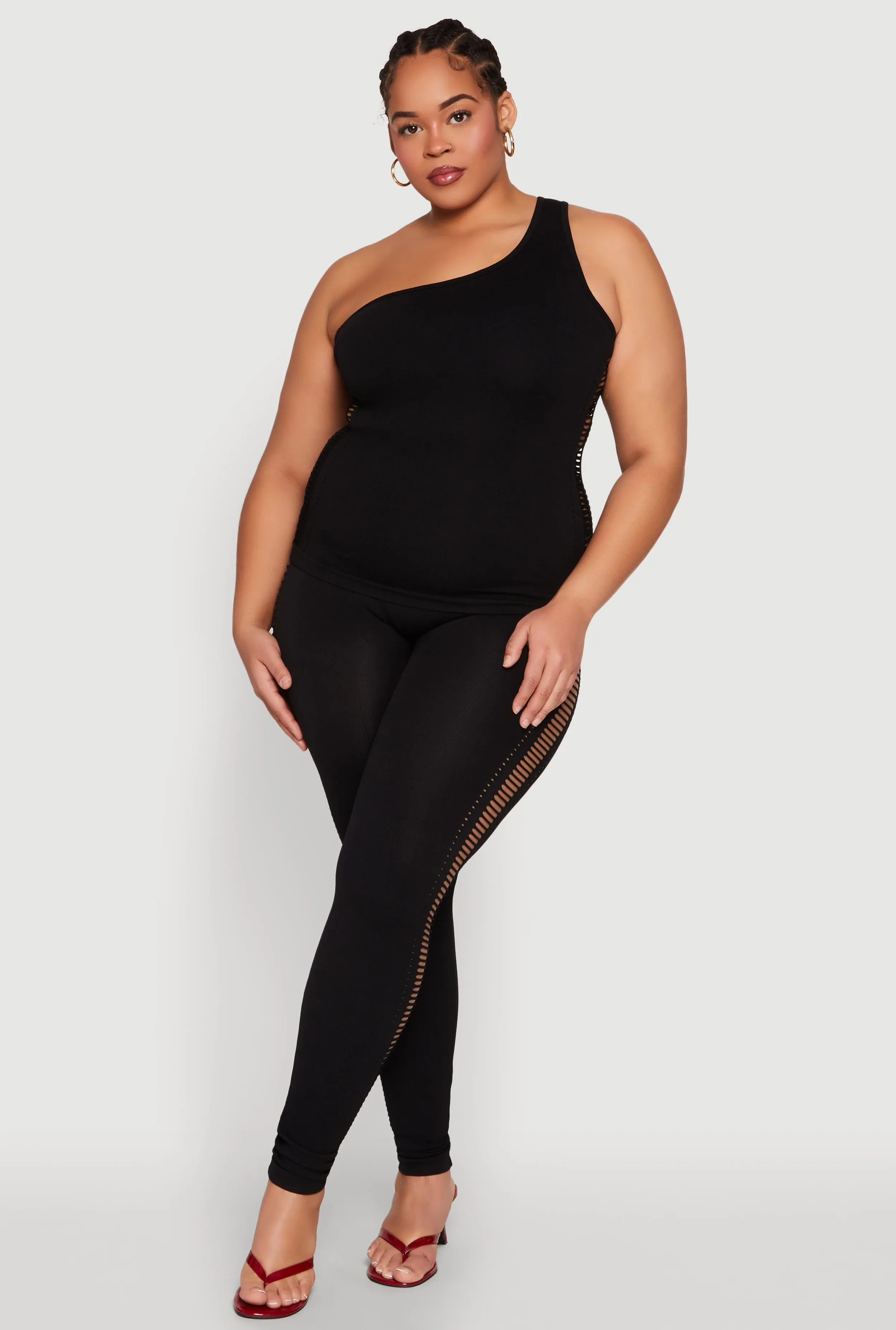 Plus Size Laser Cut Side Leggings sold by Rainbow