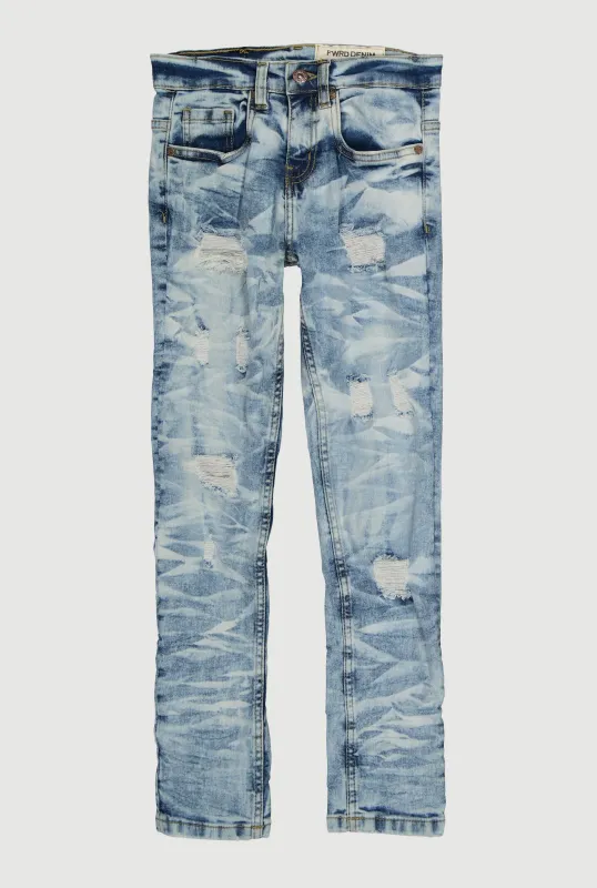 Boys Mineral Wash Distressed Skinny Jeans sold by Rainbow
