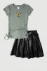 Girls Spread Sunshine Tee and Faux Leather Skirt sold by Rainbow