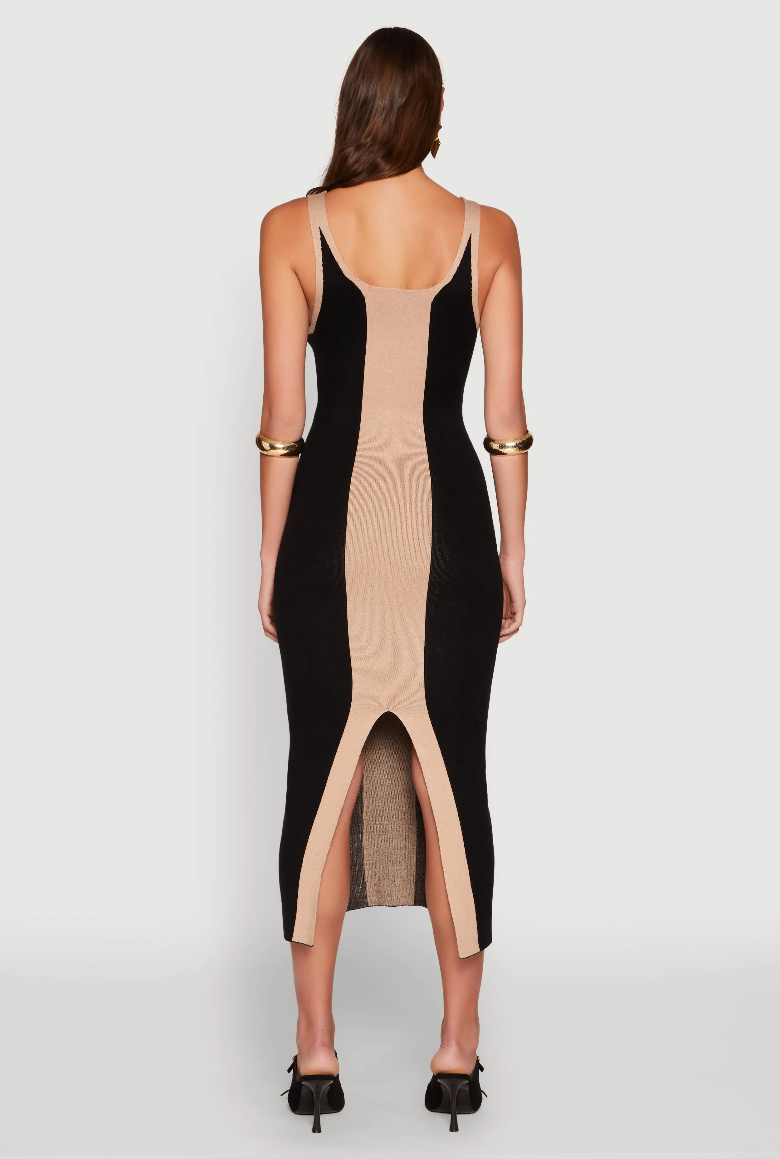 Color Block Back Slit Sweater Dress sold by Rainbow product image thumbnail 5