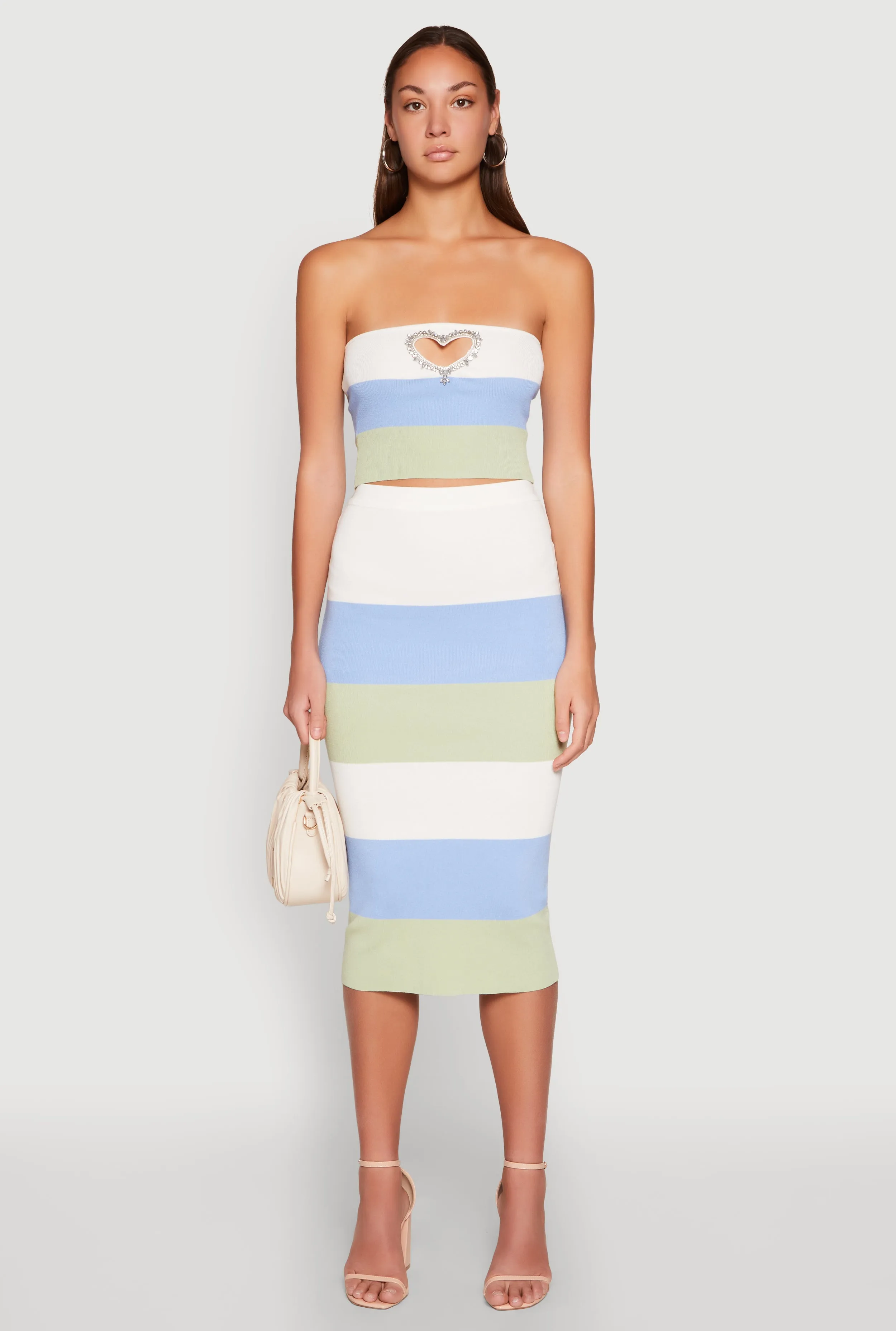 Striped Rhinestone Heart Keyhole Tube Top sold by Rainbow product image thumbnail 2