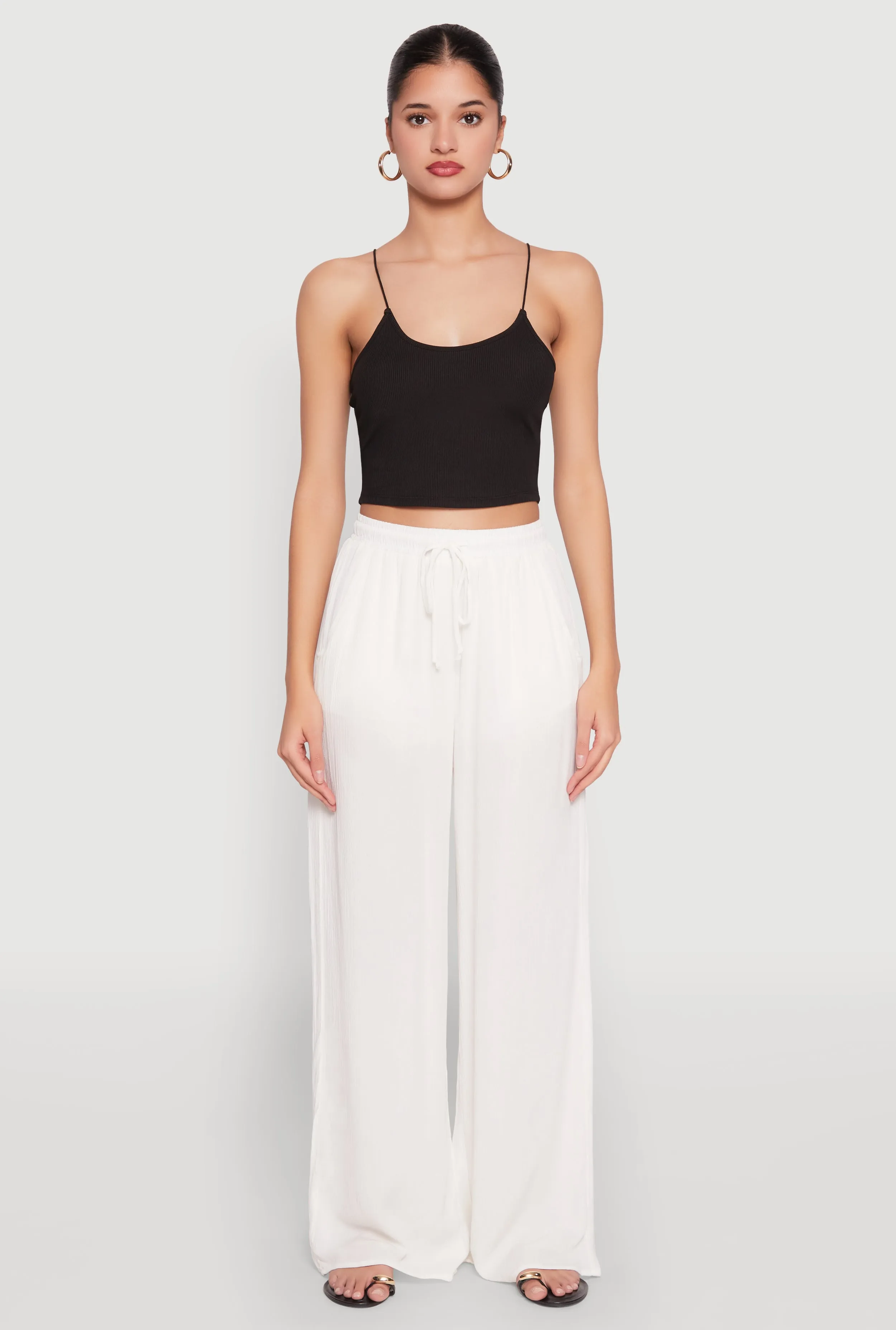 Gauze Knit High Waisted Wide Leg Pants sold by Rainbow