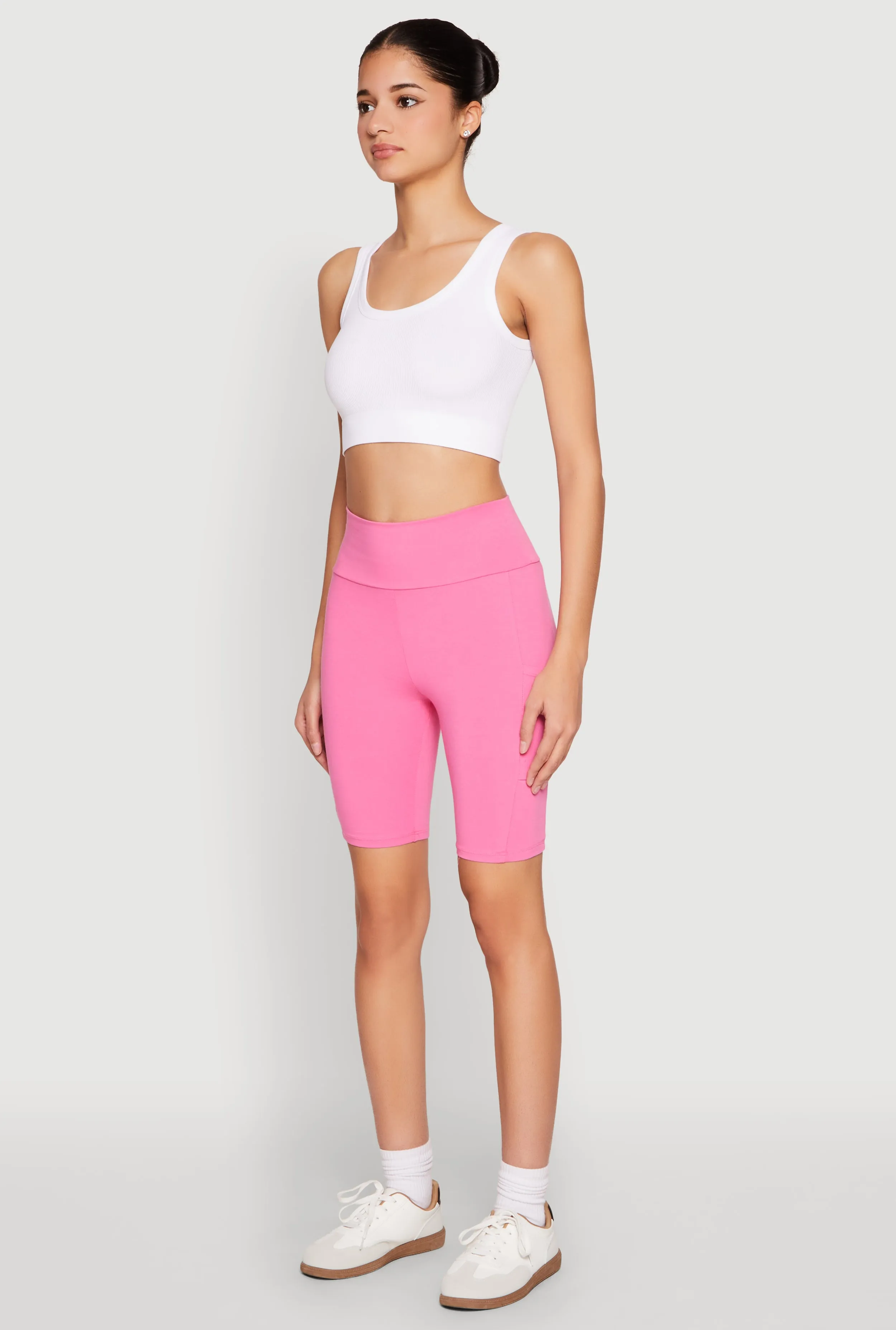 High Waisted Side Pocket Biker Shorts sold by Rainbow product image thumbnail 3