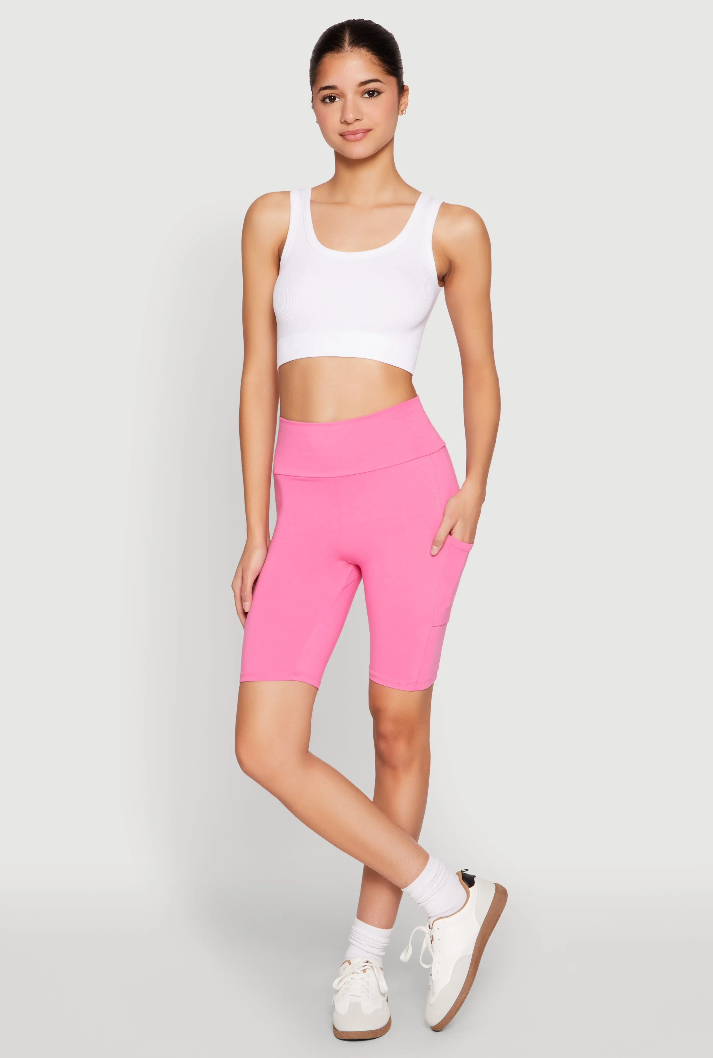 High Waisted Side Pocket Biker Shorts sold by Rainbow product image thumbnail 2